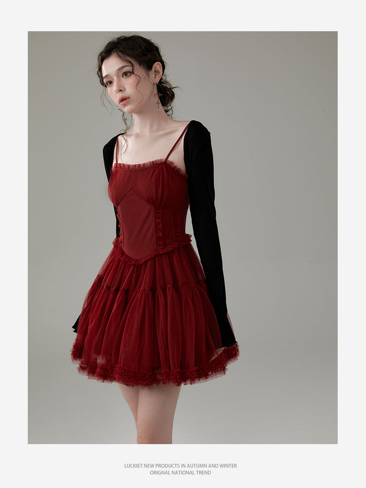 Voluminous Tulle Dress With Straps
