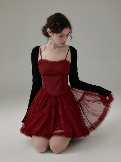 Voluminous Tulle Dress With Straps