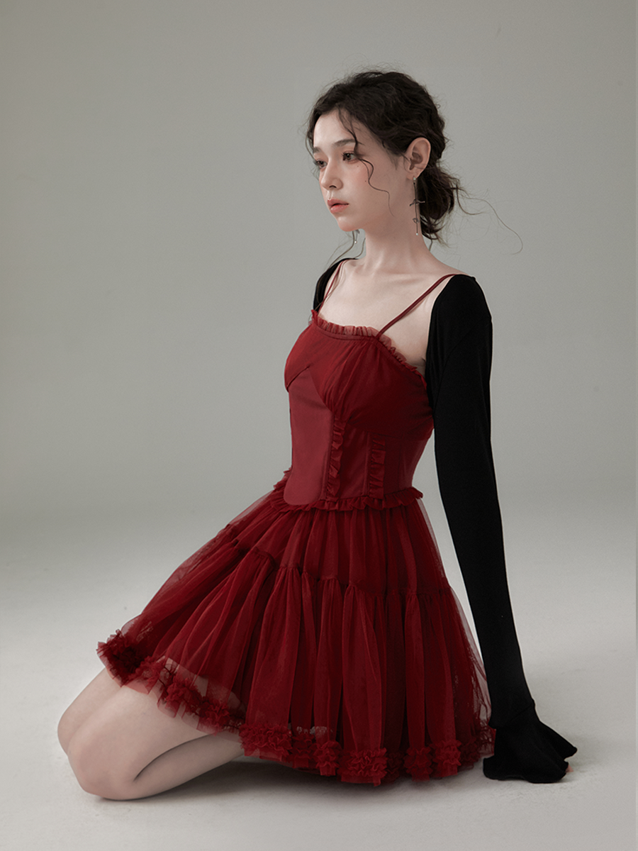 Voluminous Tulle Dress With Straps