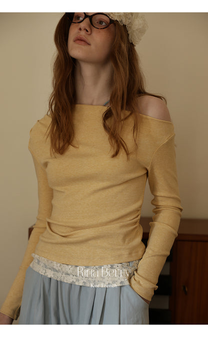 Slim Fit Draped One-Shoulder Asymmetric Top