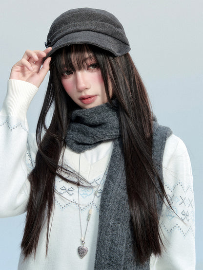 Brimmed Slouchy Hat With Bow Accent