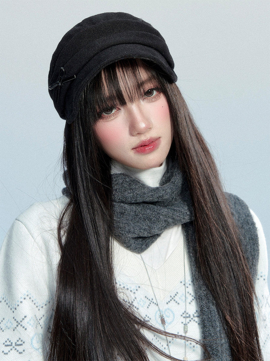 Brimmed Slouchy Hat With Bow Accent