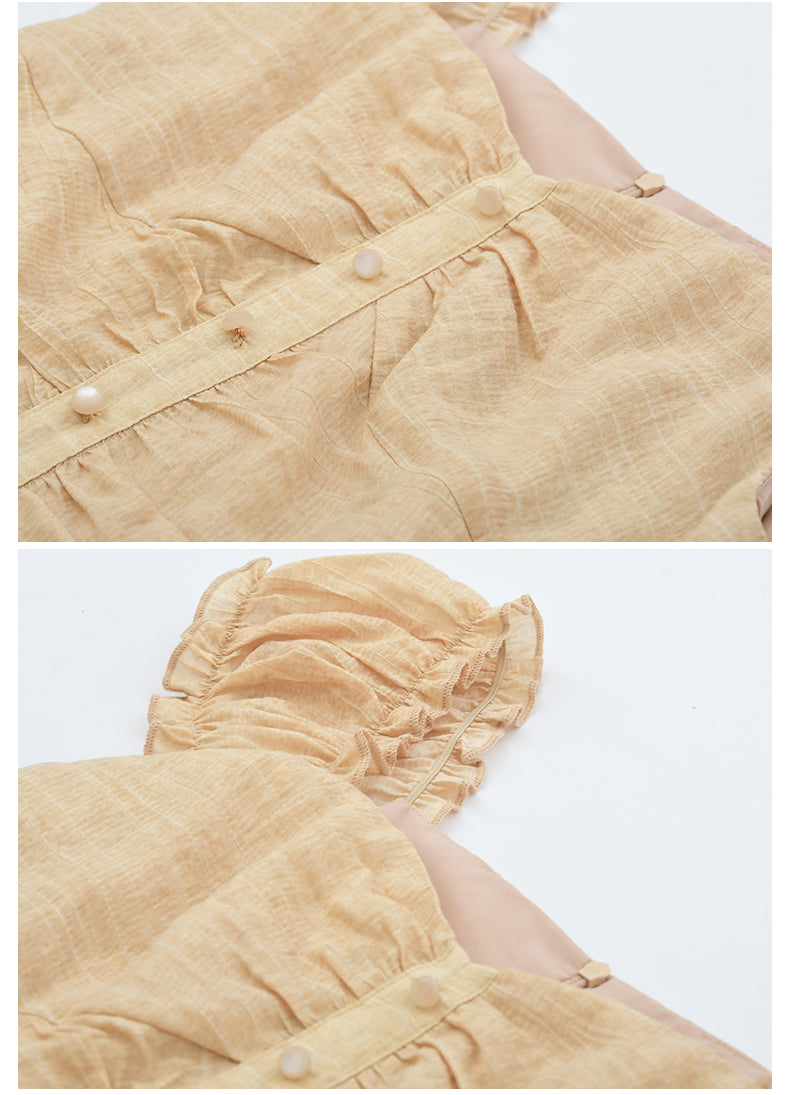 Textured Cap Sleeve Long Dress