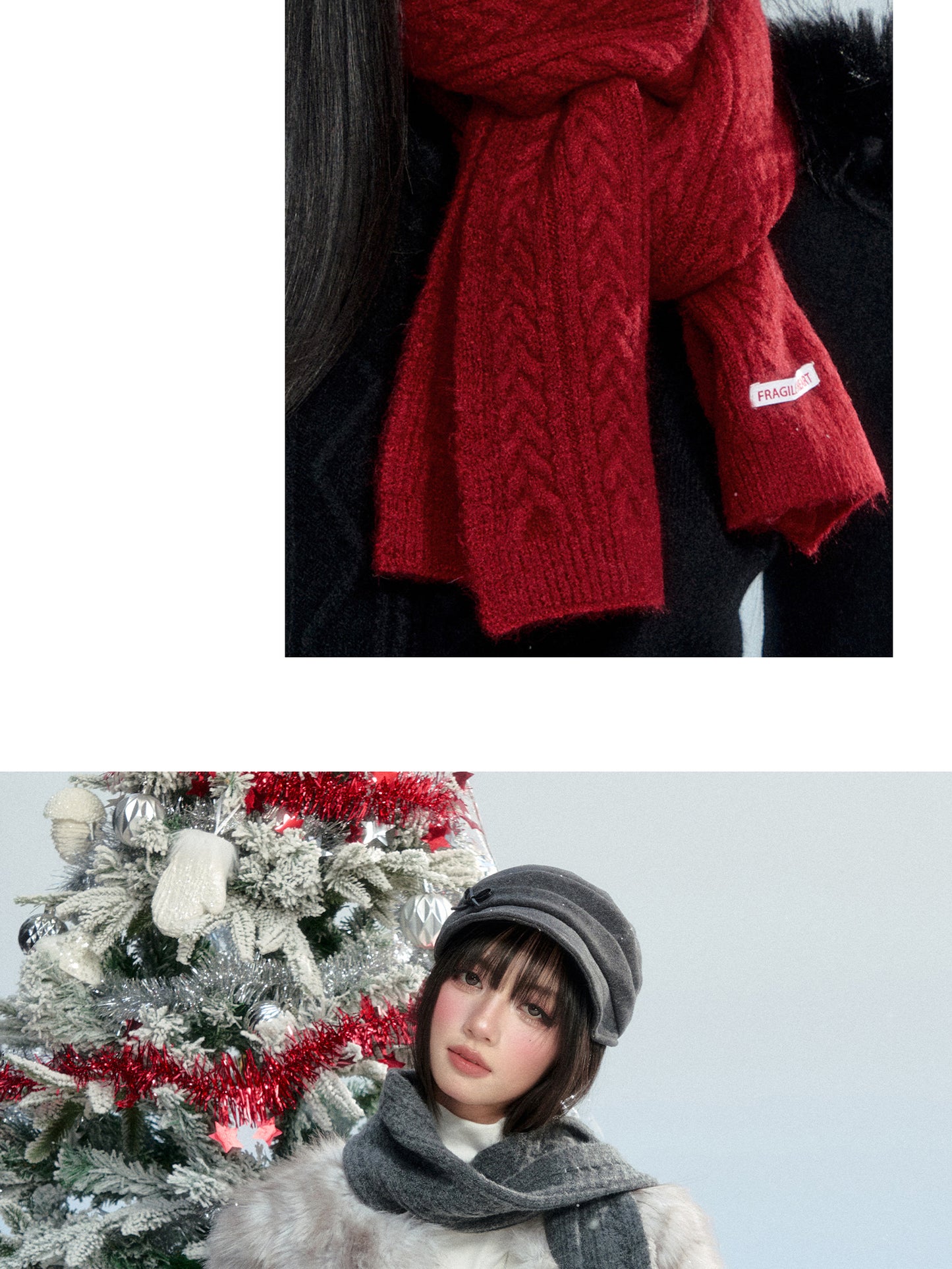 Wool Blend Cable-Knit Scarf