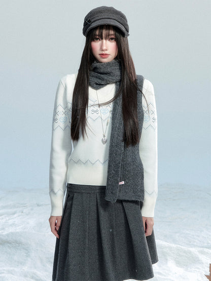 Wool Blend Cable-Knit Scarf