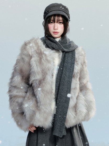 Wool Blend Cable-Knit Scarf