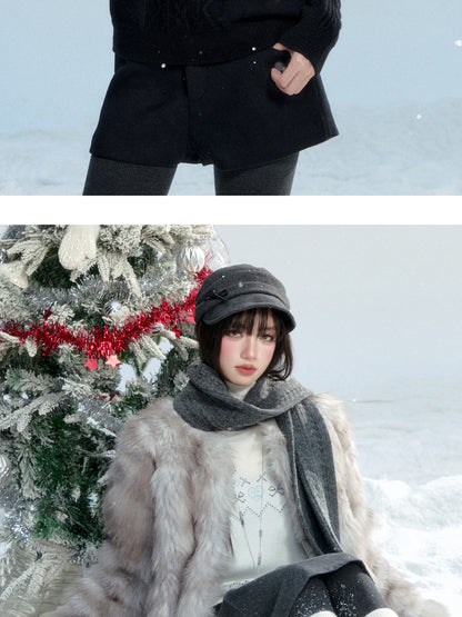 Wool Blend Cable-Knit Scarf