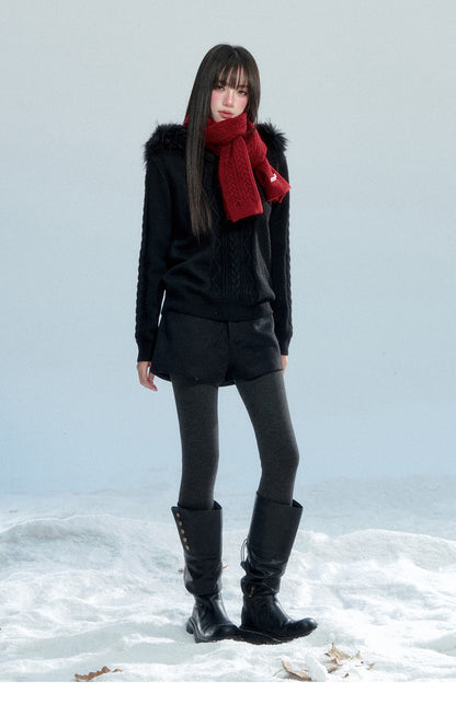 Wool Blend Cable-Knit Scarf