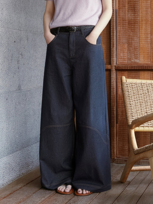 Wide-Leg Jeans With Stitching Detail