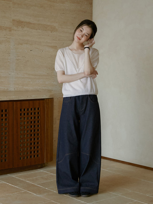 Wide-Leg Jeans With Stitching Detail