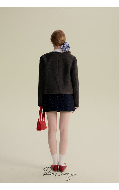 Monotone Tweed Short Jacket