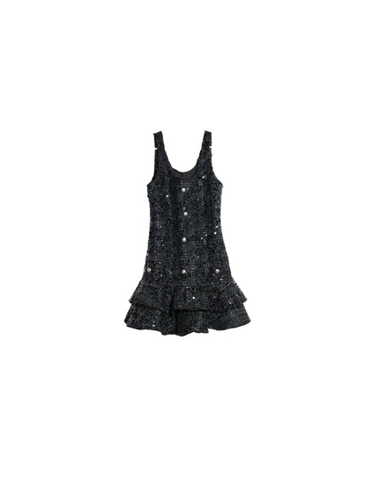 Sparkling Sequin Tiered Mini Dress With Raw Edge