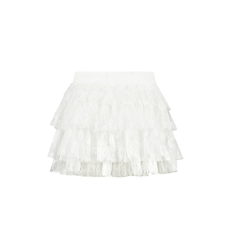 Ruffled Lace-Tiered Skirt Pants