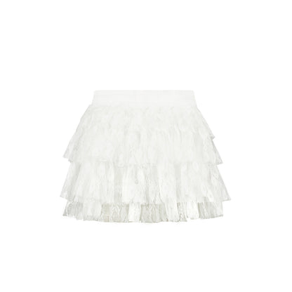 Ruffled Lace-Tiered Skirt Pants