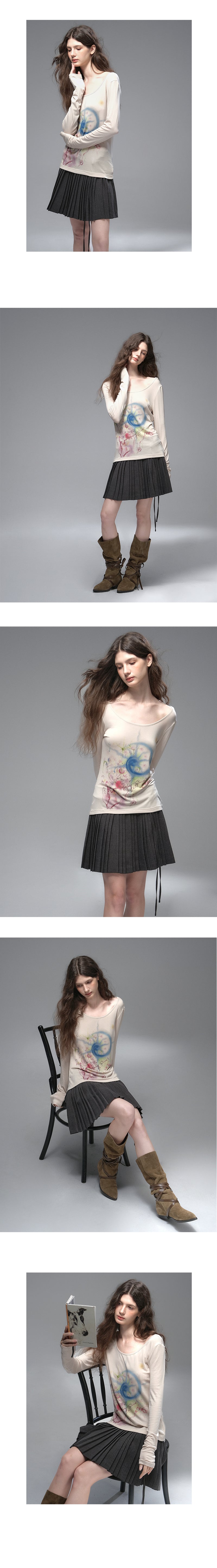 Wool Blend Accordion Pleated Skirt With Tie Belt