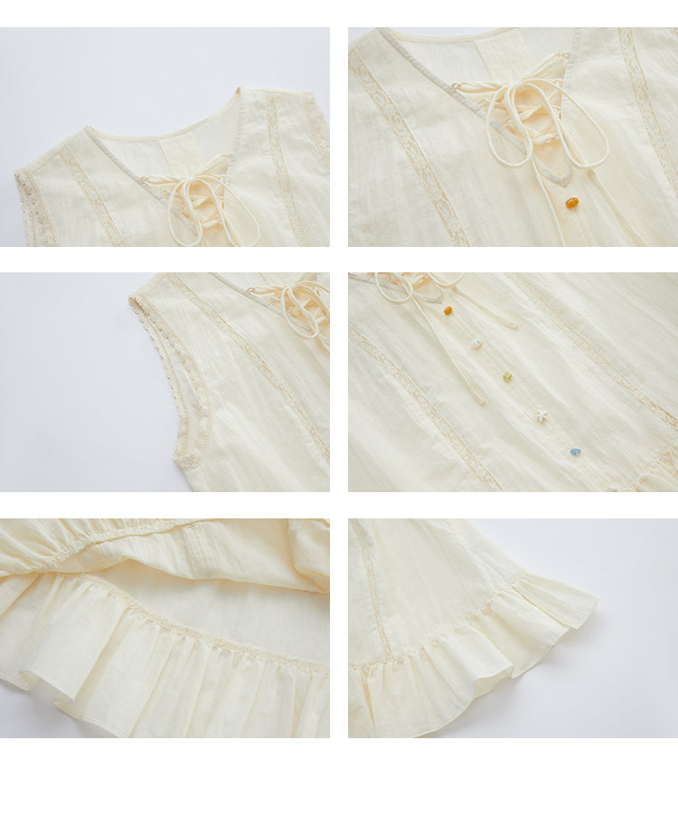 Lace-Up Sleeveless Top & Tiered Skirt