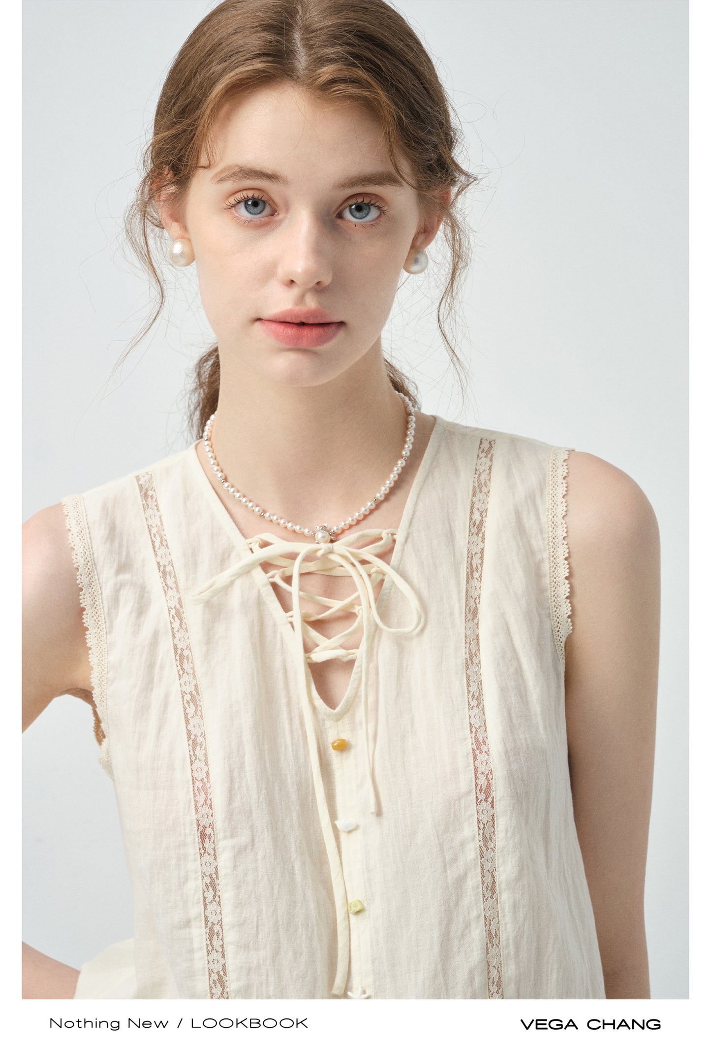 Lace-Up Sleeveless Top & Tiered Skirt