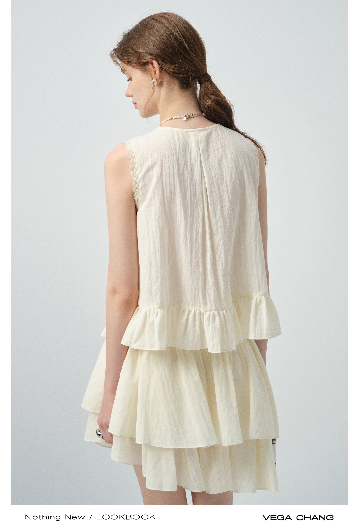Lace-Up Sleeveless Top & Tiered Skirt