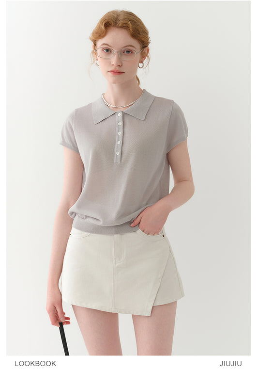 Clean-Cut Sheer Polo Knit