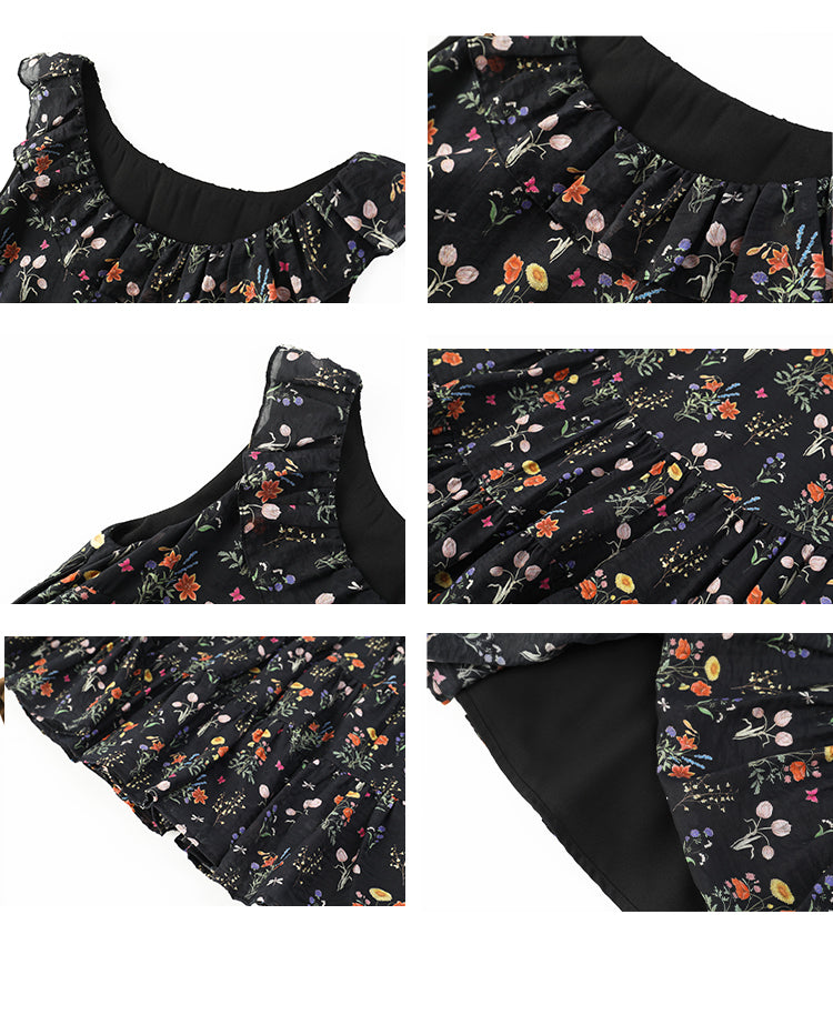 Soft Gathered Mini Dress In Vintage-Style Floral