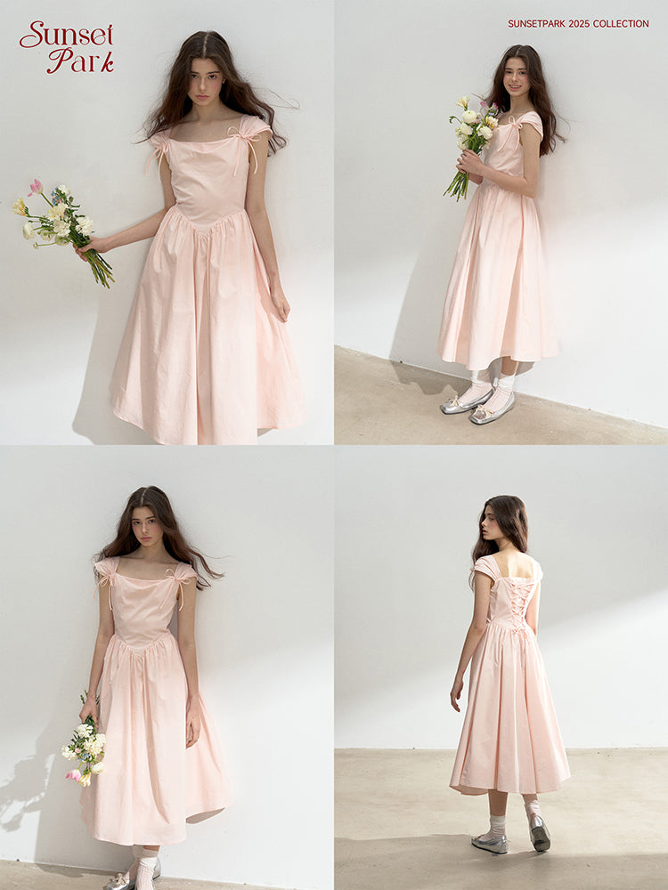 Lace-Up Back Basque Waist Dress