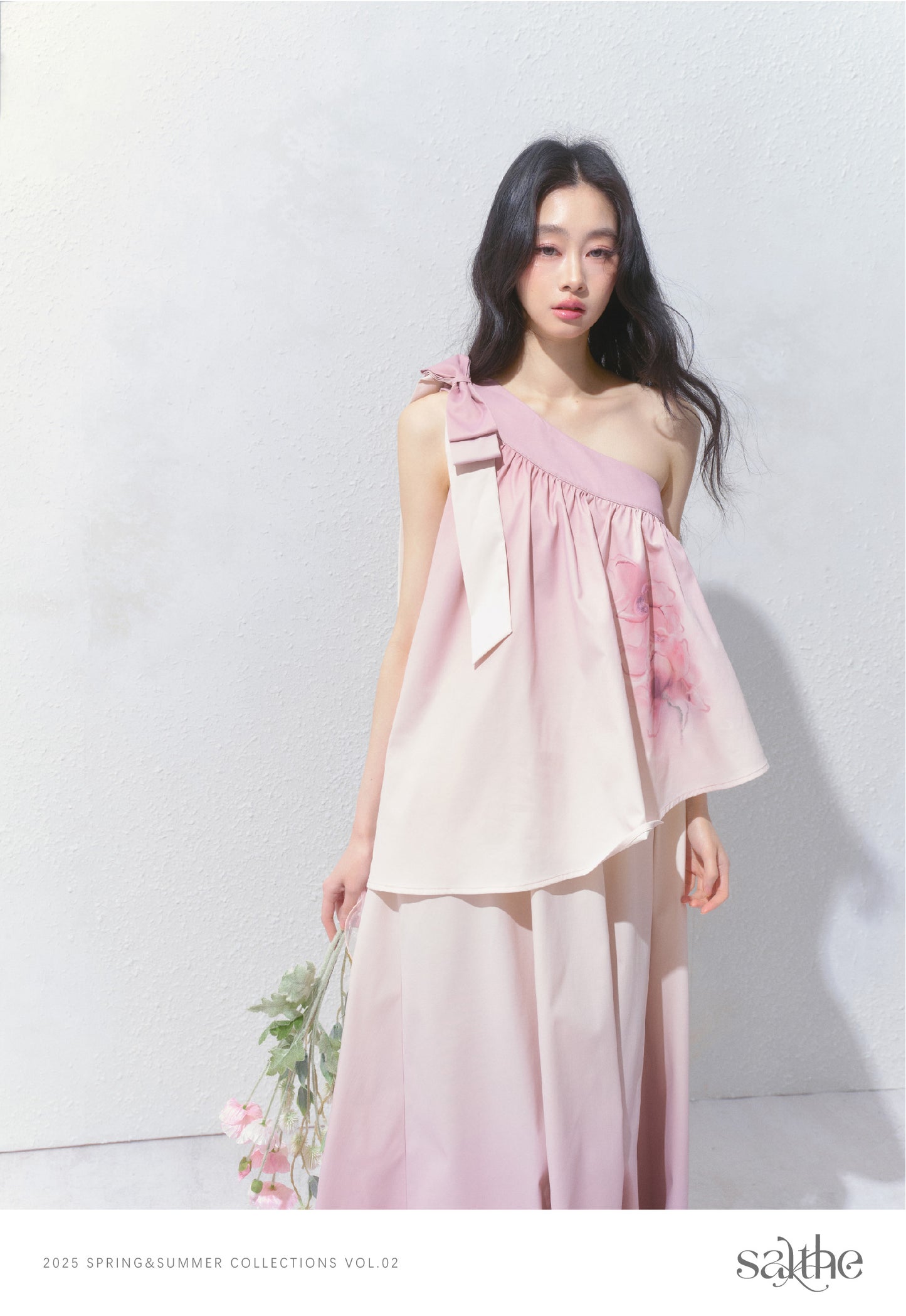 One-Shoulder Floral Gradient Dress