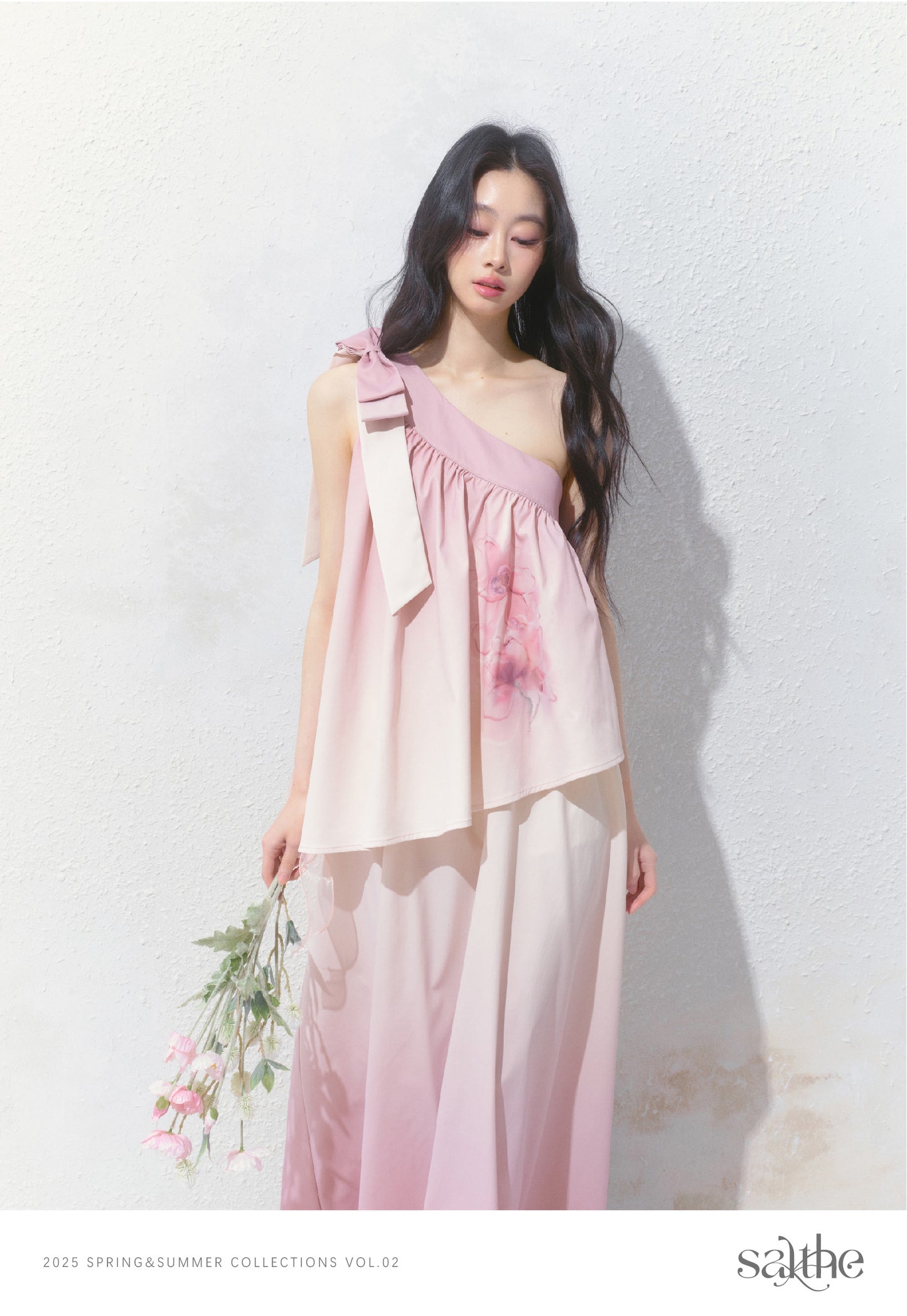 One-Shoulder Floral Gradient Dress