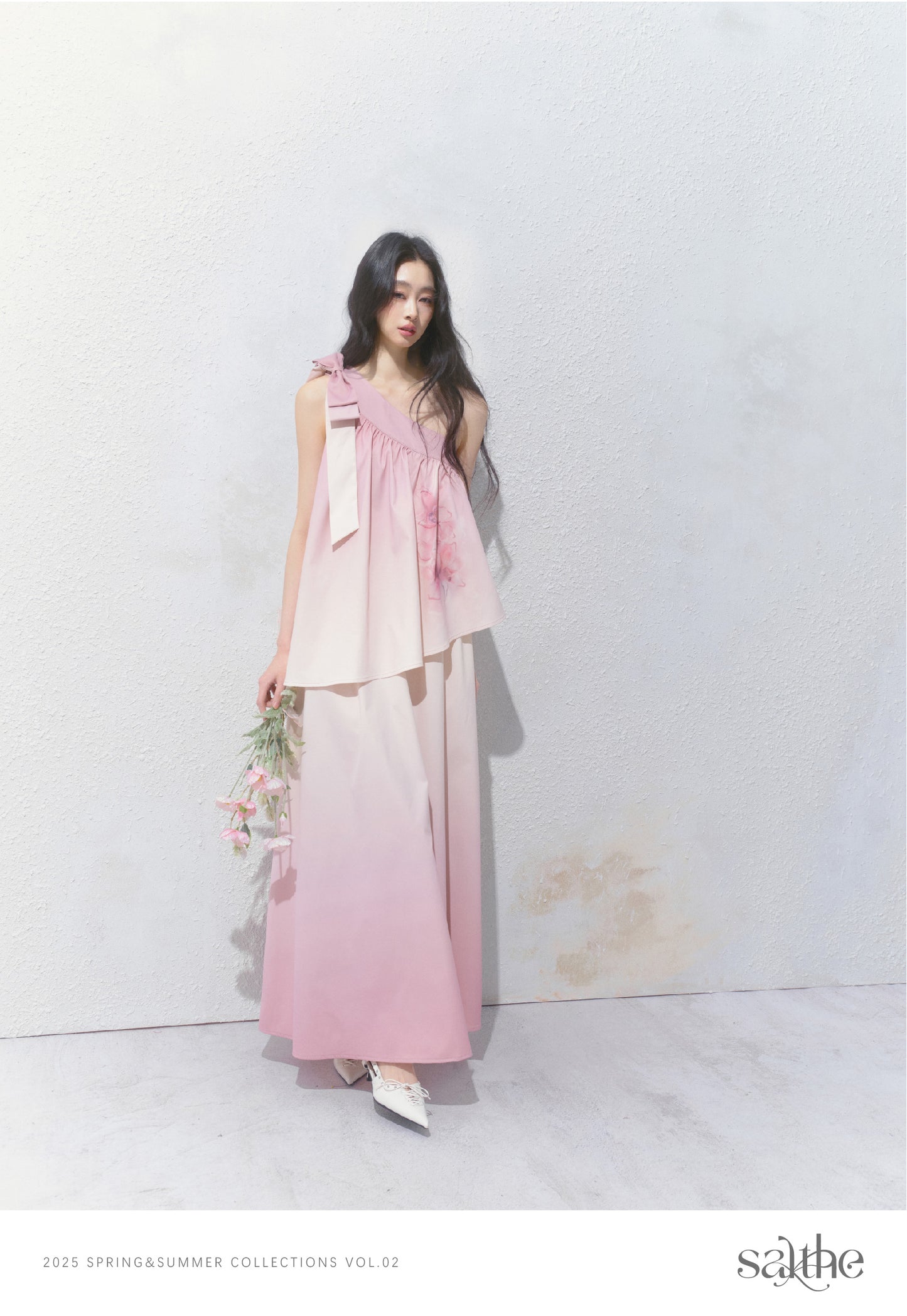 One-Shoulder Floral Gradient Dress