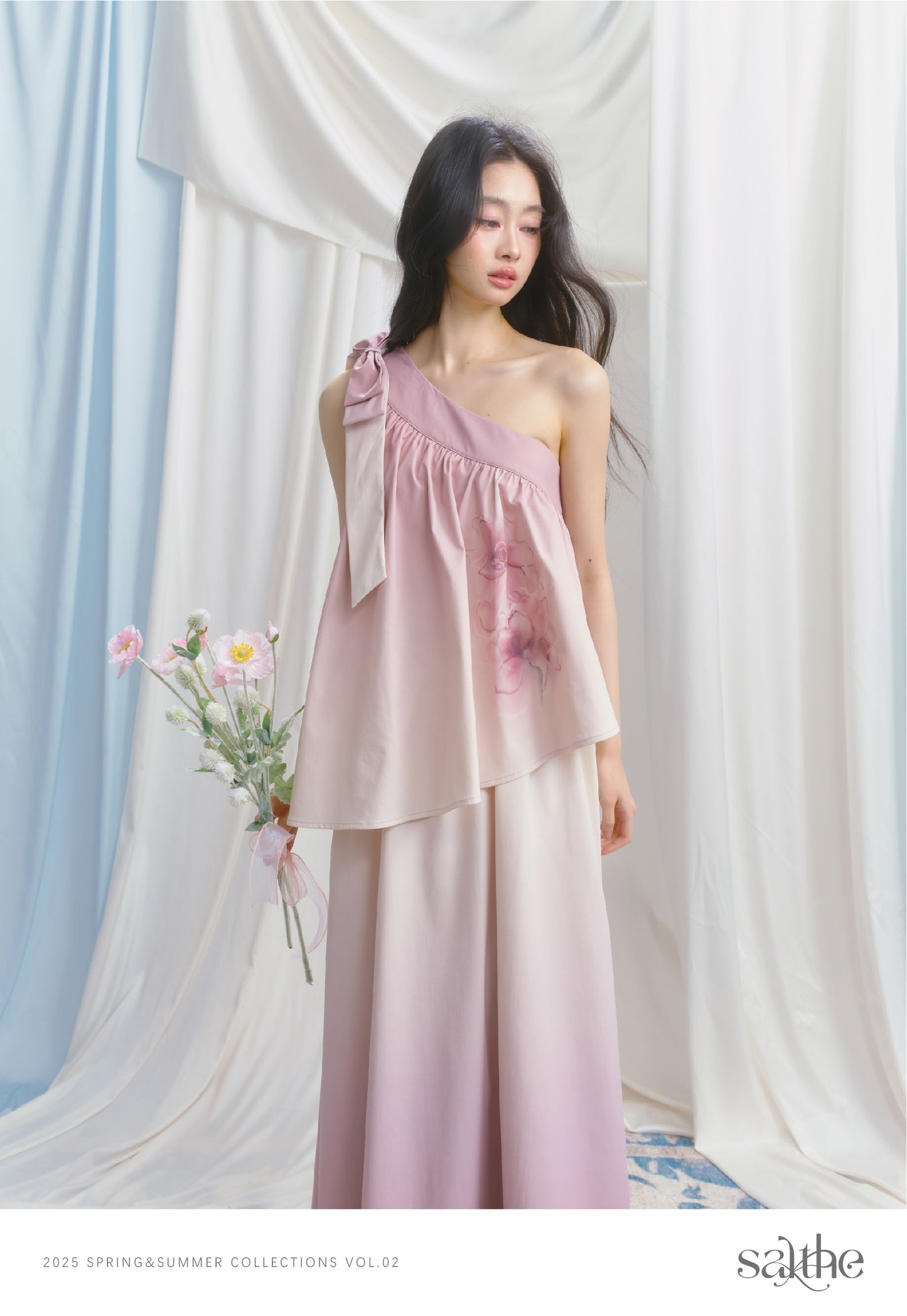 One-Shoulder Floral Gradient Dress
