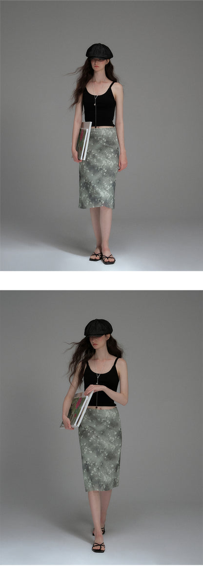 Stretchy Floral Midi Skirt