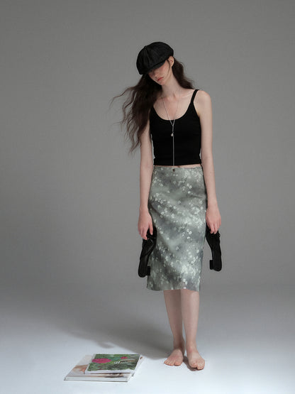 Stretchy Floral Midi Skirt