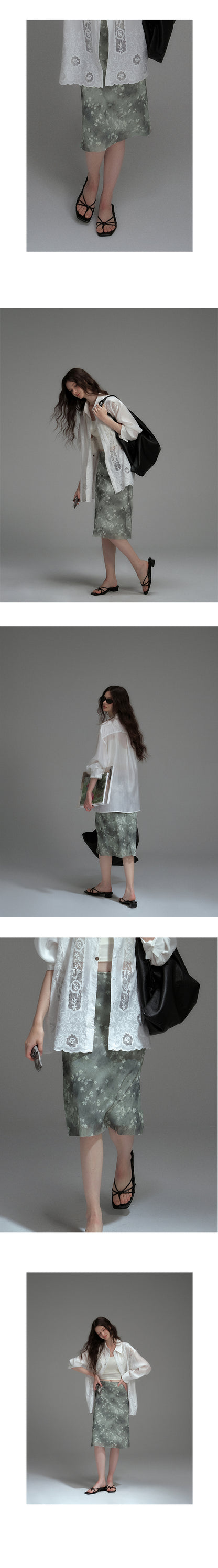 Stretchy Floral Midi Skirt