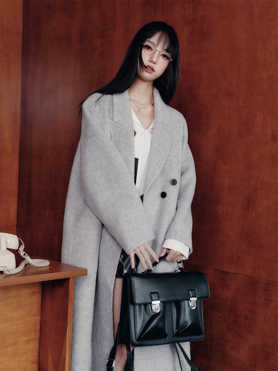 Classic Wool-Blend Peak-Lapel Overcoat