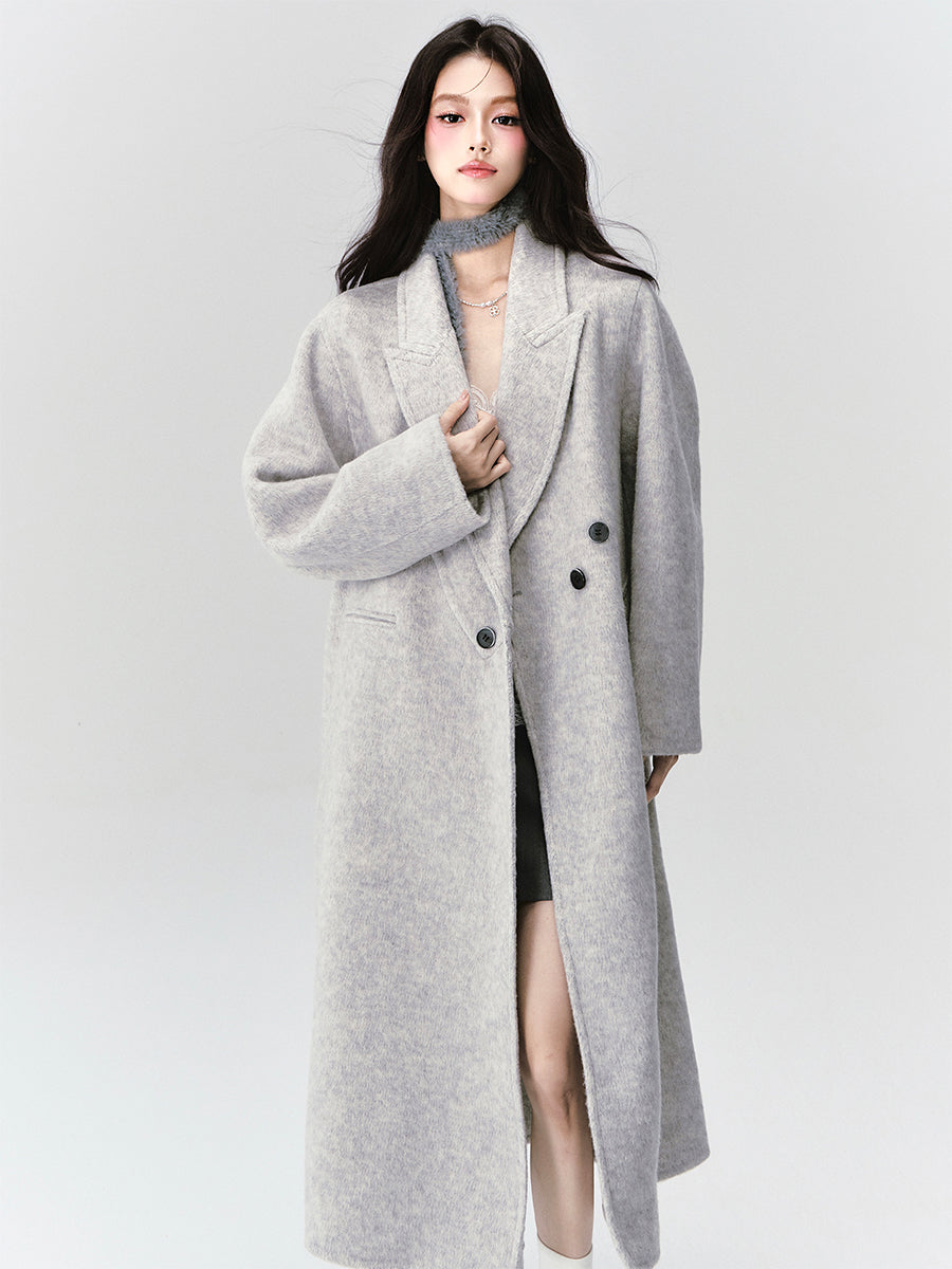 Classic Wool-Blend Peak-Lapel Overcoat