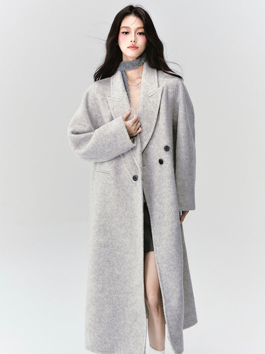 Classic Wool-Blend Peak-Lapel Overcoat