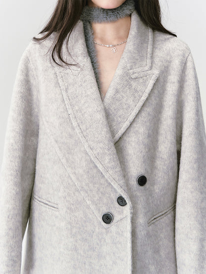 Classic Wool-Blend Peak-Lapel Overcoat