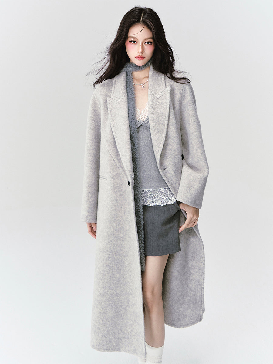 Classic Wool-Blend Peak-Lapel Overcoat