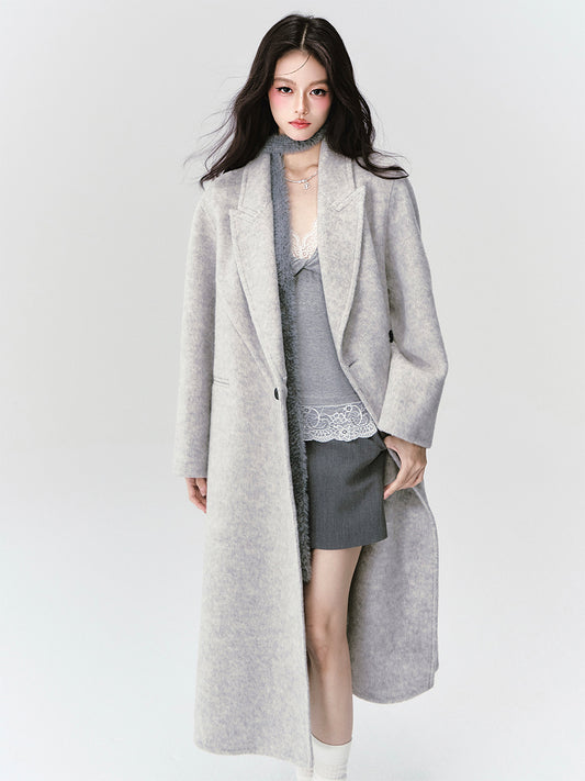 Classic Wool-Blend Peak-Lapel Overcoat