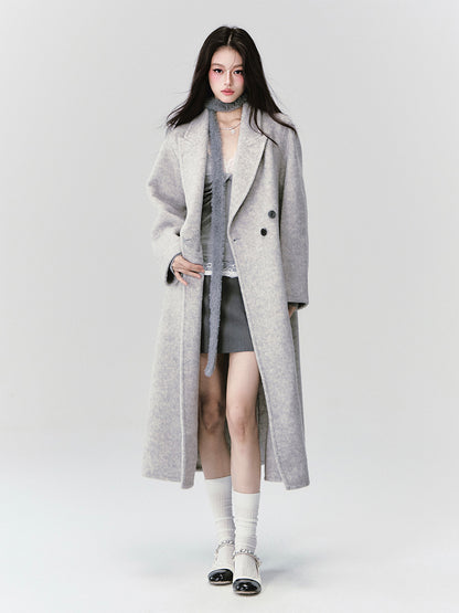 Classic Wool-Blend Peak-Lapel Overcoat