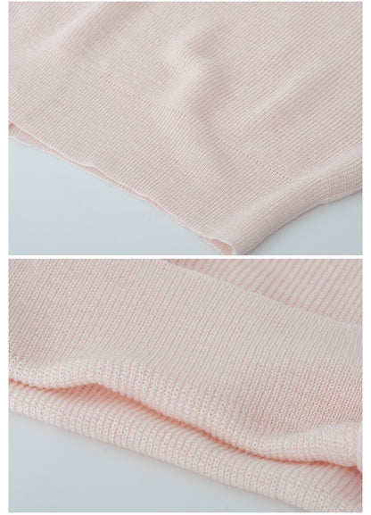 Double-Sleeve Sheer Knit Button-Up Top