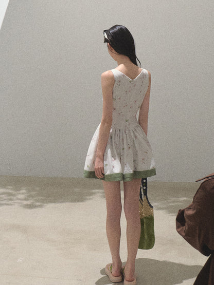 Floral Sleeveless Dress With Trimmed Hem