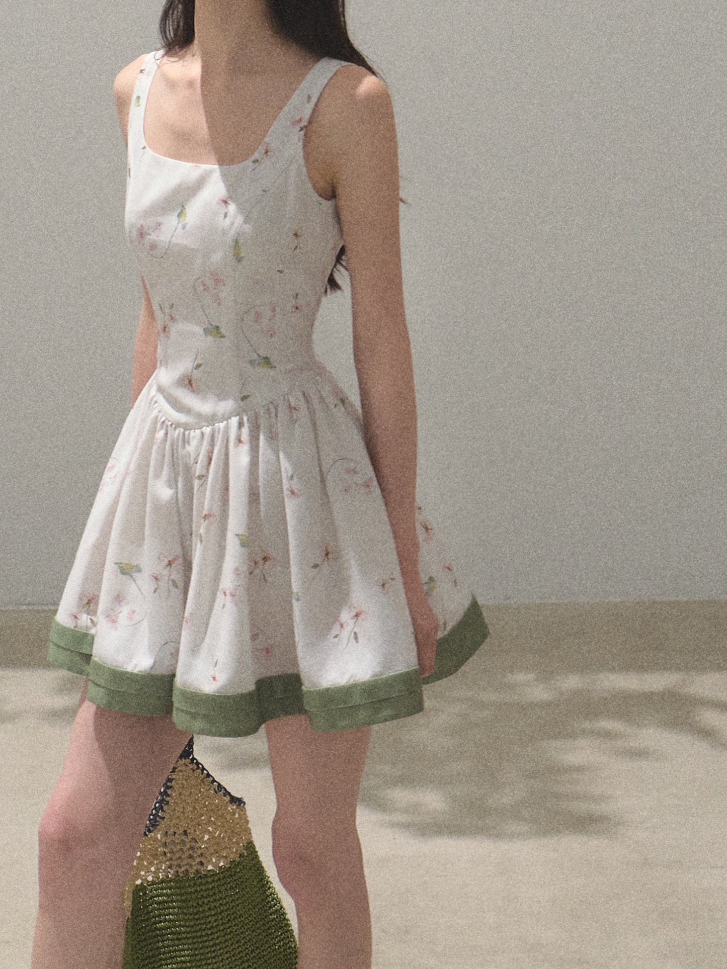 Floral Sleeveless Dress With Trimmed Hem