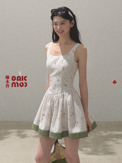 Floral Sleeveless Dress With Trimmed Hem