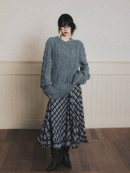 Chunky Cable Knit Pullover Sweater