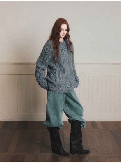Chunky Cable Knit Pullover Sweater