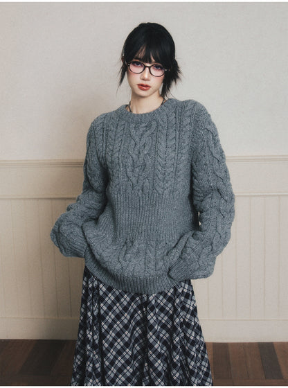 Chunky Cable Knit Pullover Sweater