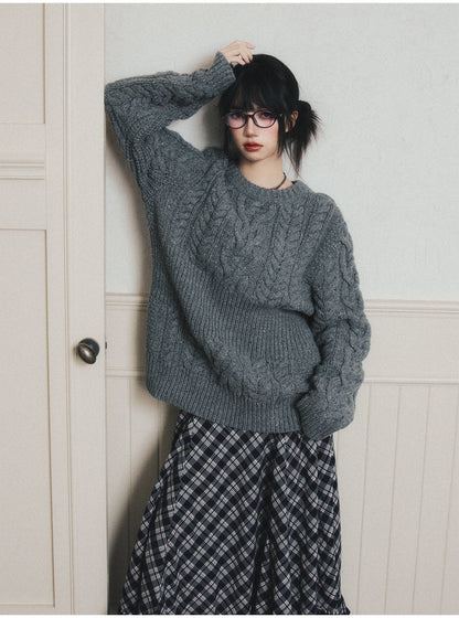 Chunky Cable Knit Pullover Sweater