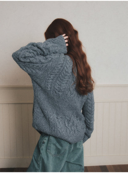 Chunky Cable Knit Pullover Sweater