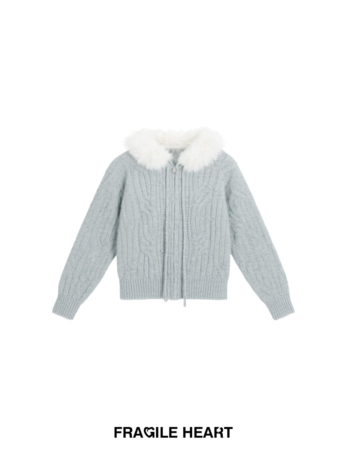 Cable-Knit Hoodie With Faux Fur Trim