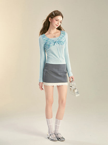 Lace-Trimmed High Waist Hugging Skirt
